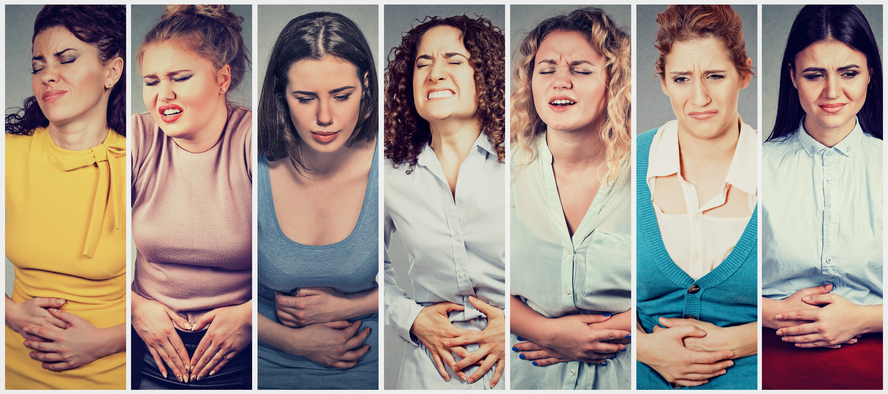 Frauen haben starke Bauchschmerzen