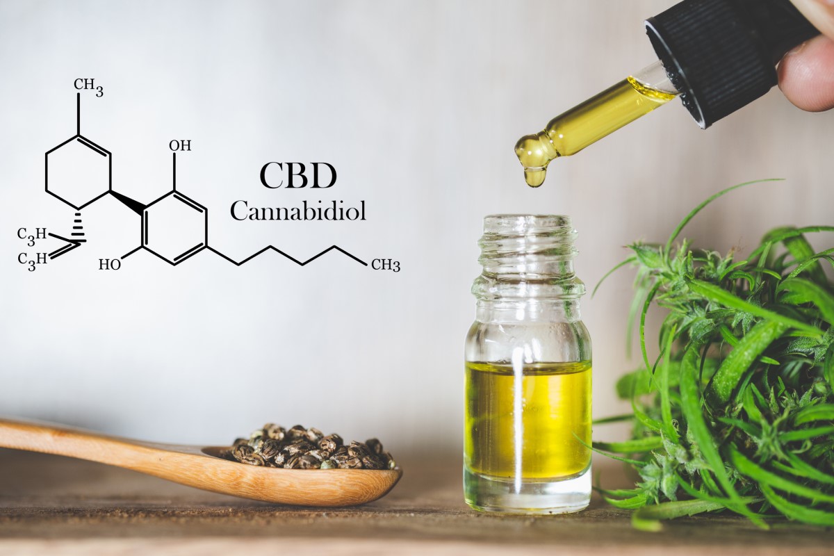 CBD - Cannabidiol - Öl und chemische Formel