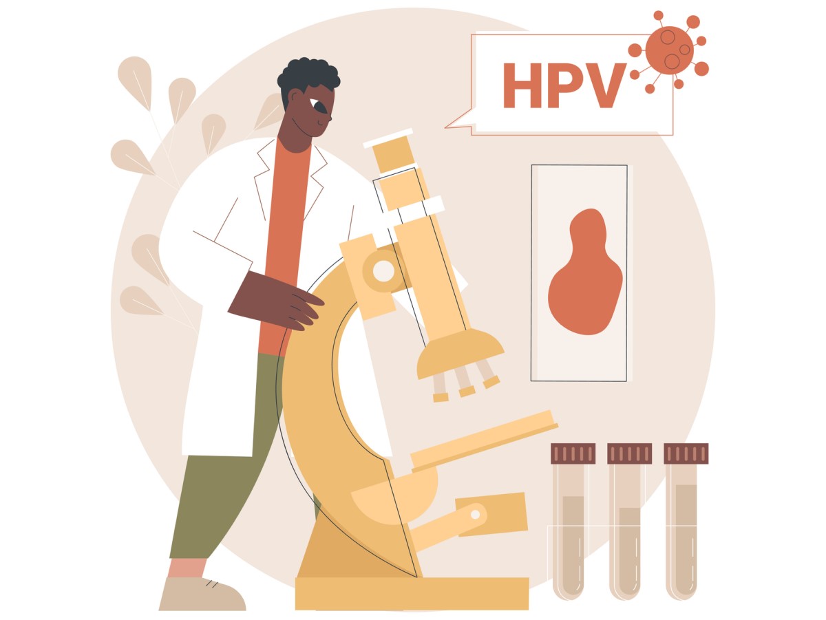 HPV-Animation mit Mikroskop und Forschung