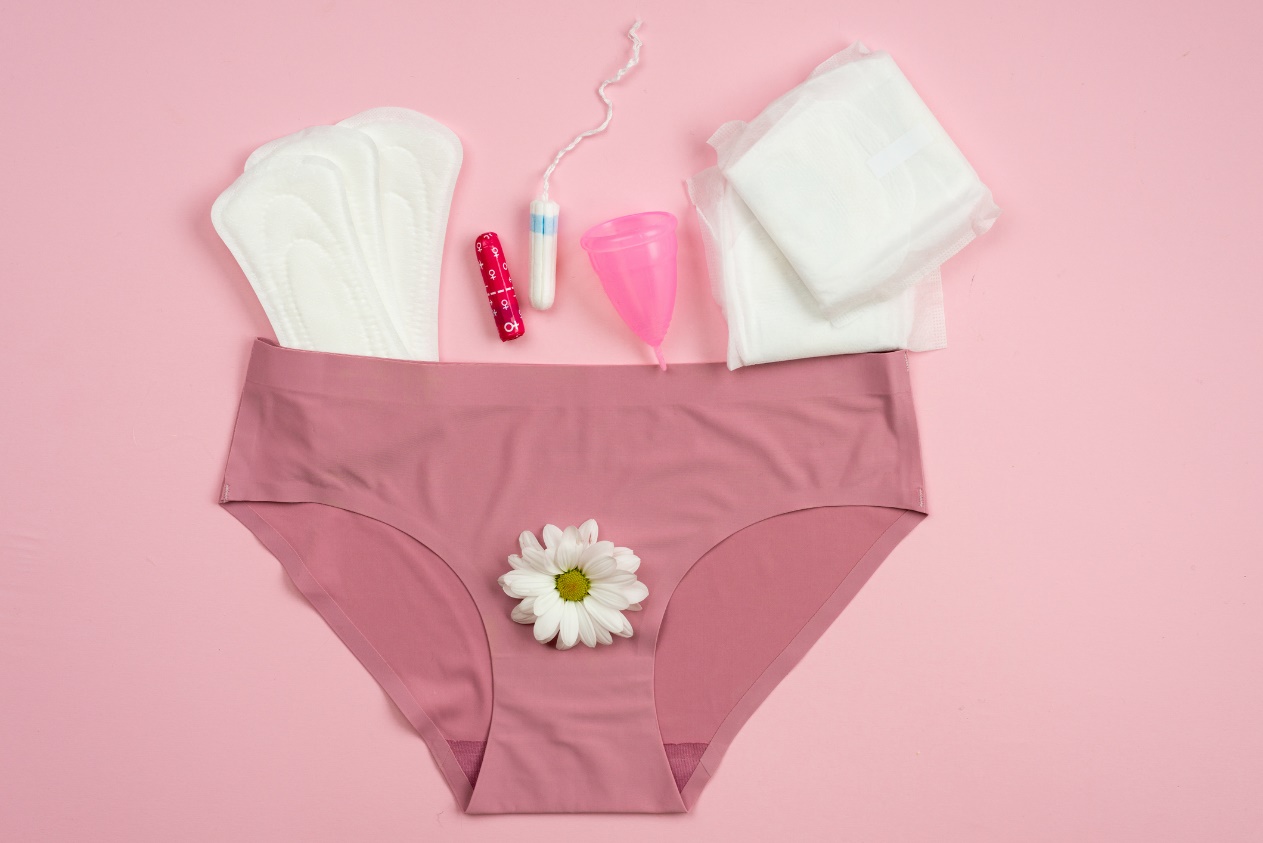 Auswahl von Menstruationshygieneprodukten